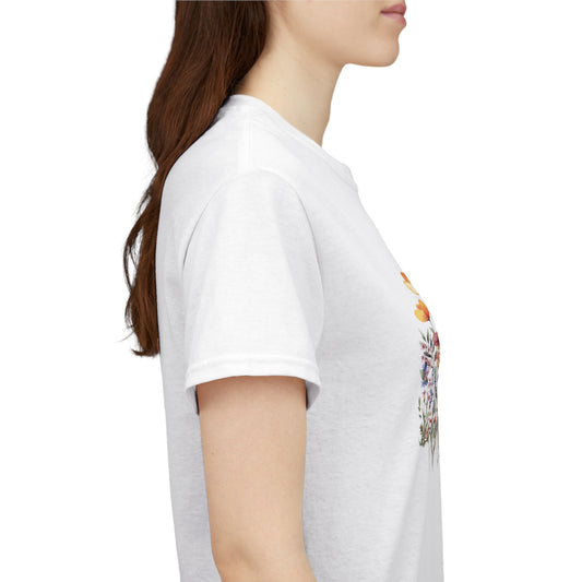 Spring Floral Women's Heavy Cotton Tee - Perfect for Casual Outings & Gifts