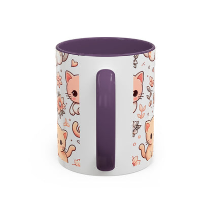 Cute Cat Floral Accent Coffee Mug - Perfect for Cat Lovers