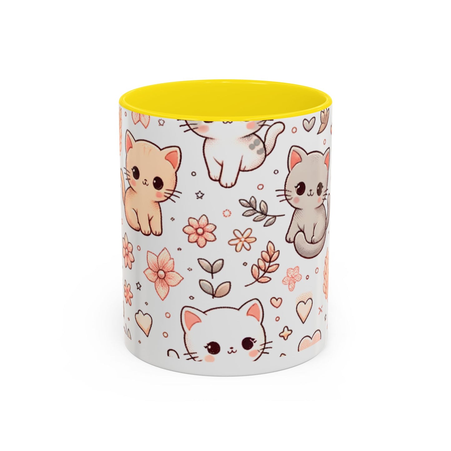 Cute Cat Floral Accent Coffee Mug - Perfect for Cat Lovers