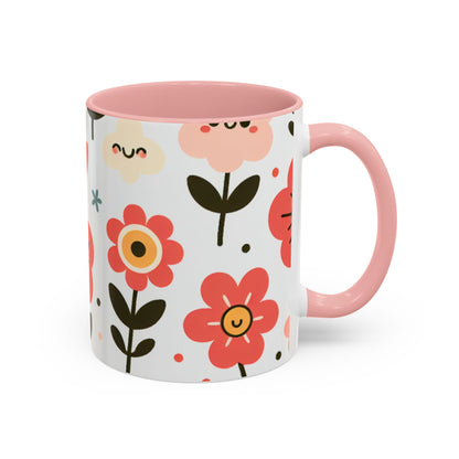 Cheerful Floral Accent Coffee Mug - Happy Vibes for Every Sip