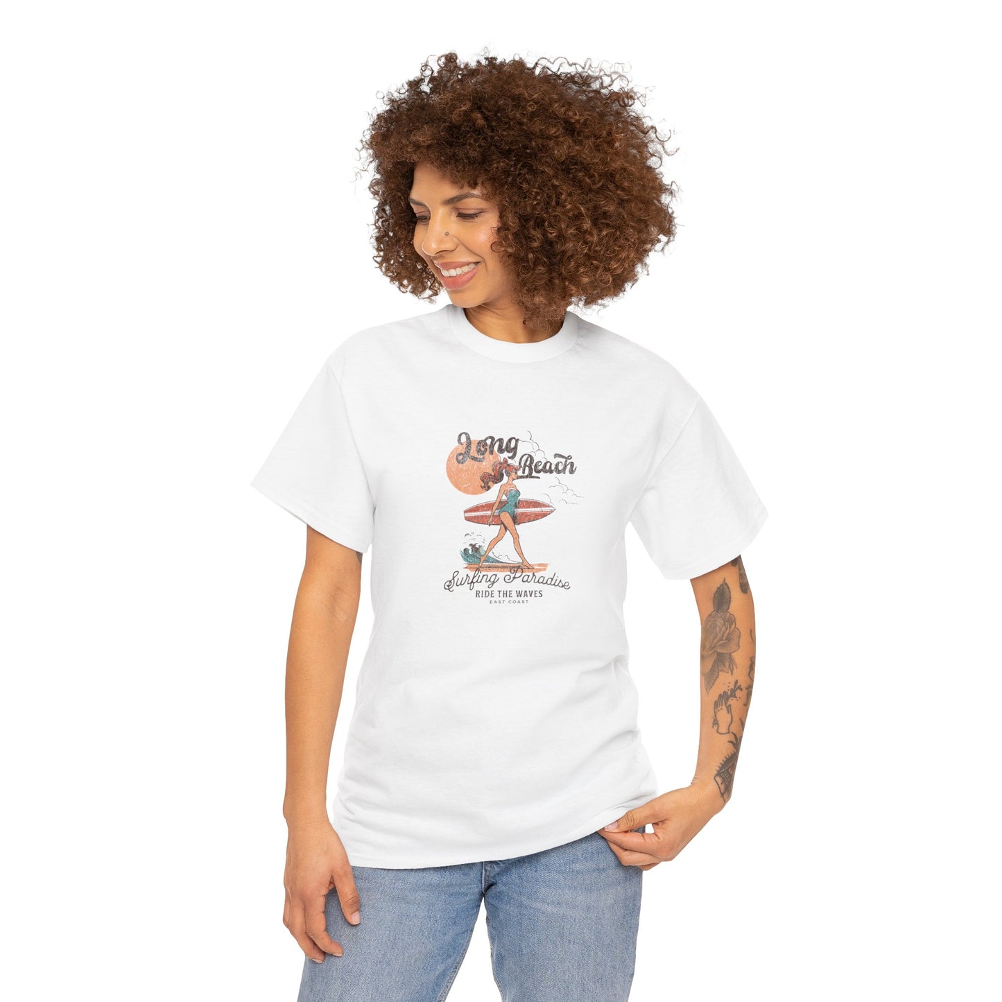 Surf Paradise Unisex Heavy Cotton Tee - Long Beach Vintage Design