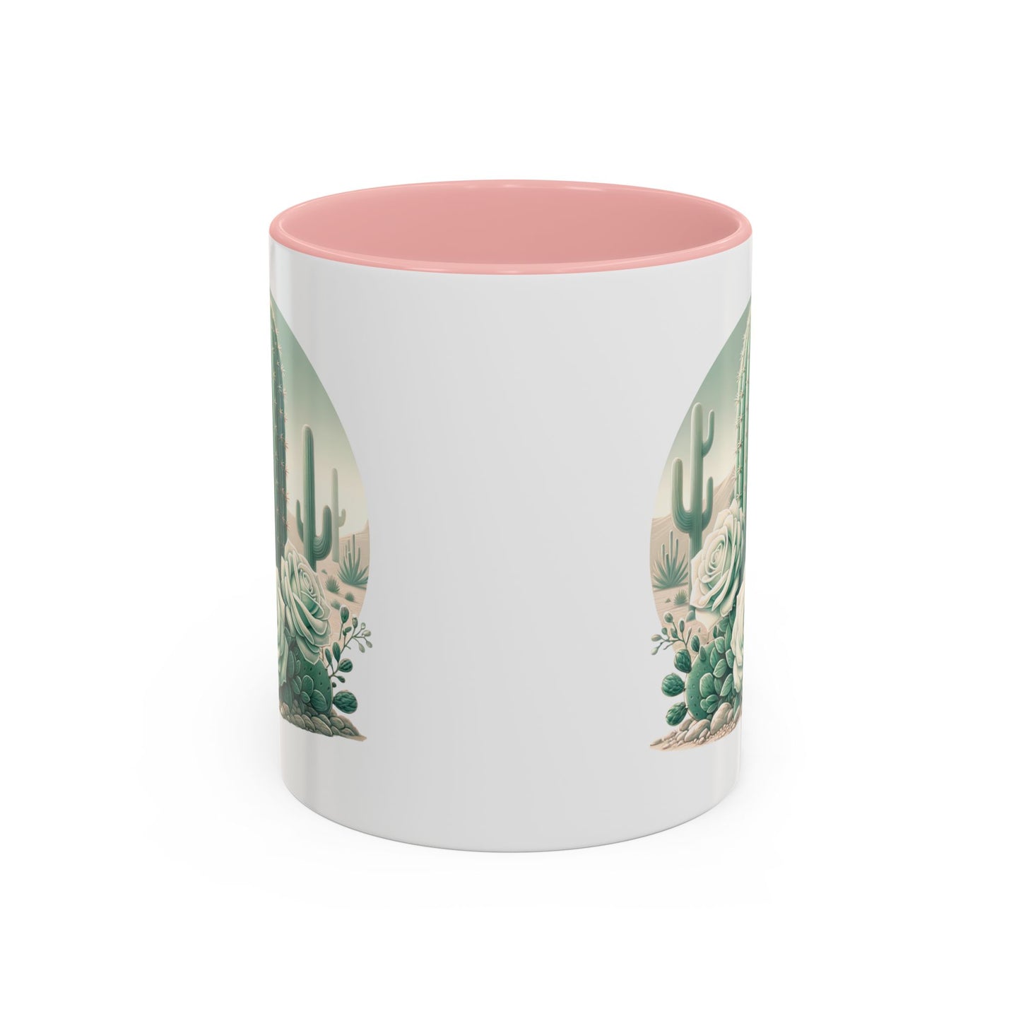 Cactus & Rose Accent Coffee Mug - Stylish 11/15oz Drinkware for Nature Lovers