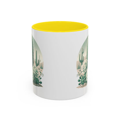 Cactus & Rose Accent Coffee Mug - Stylish 11/15oz Drinkware for Nature Lovers