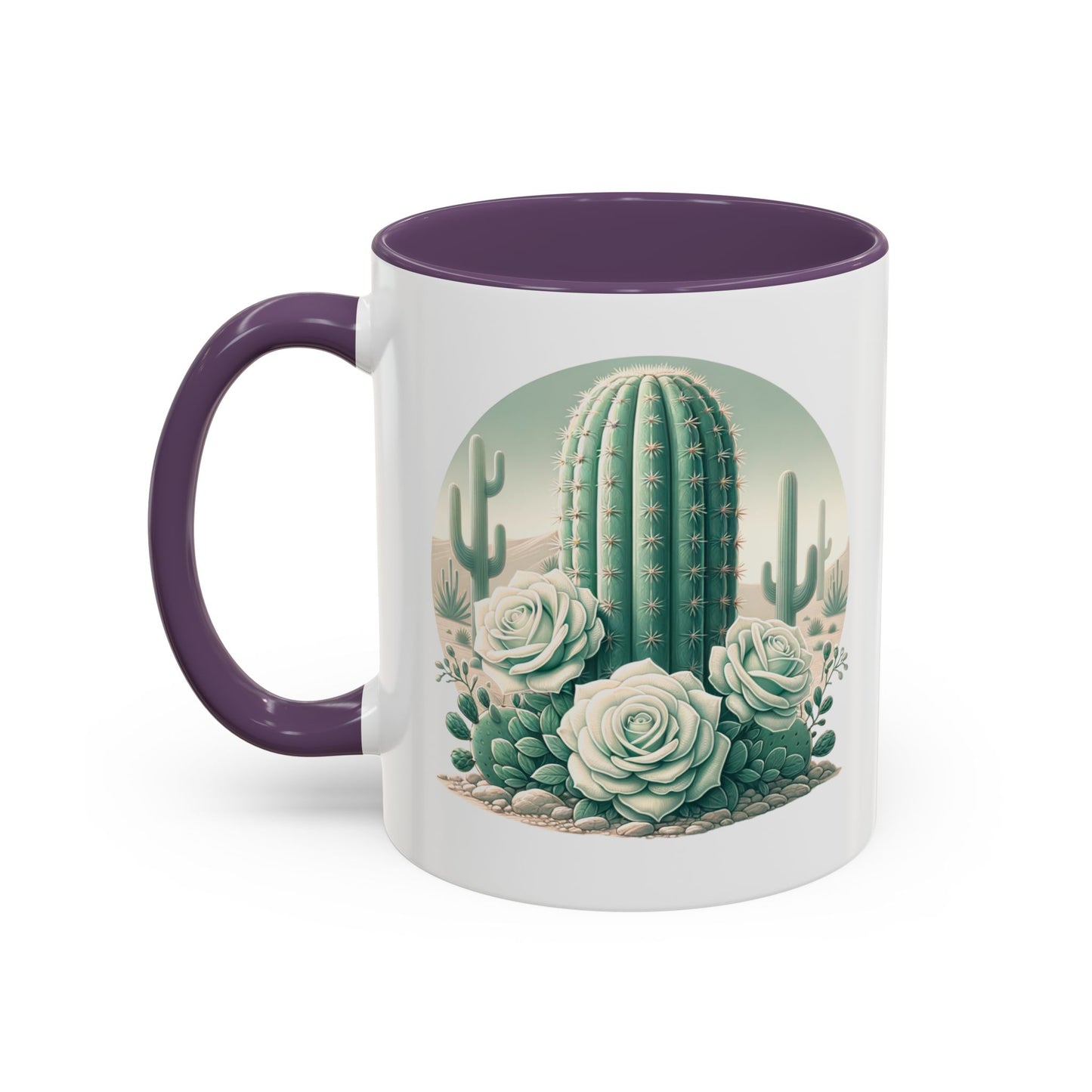 Cactus & Rose Accent Coffee Mug - Stylish 11/15oz Drinkware for Nature Lovers