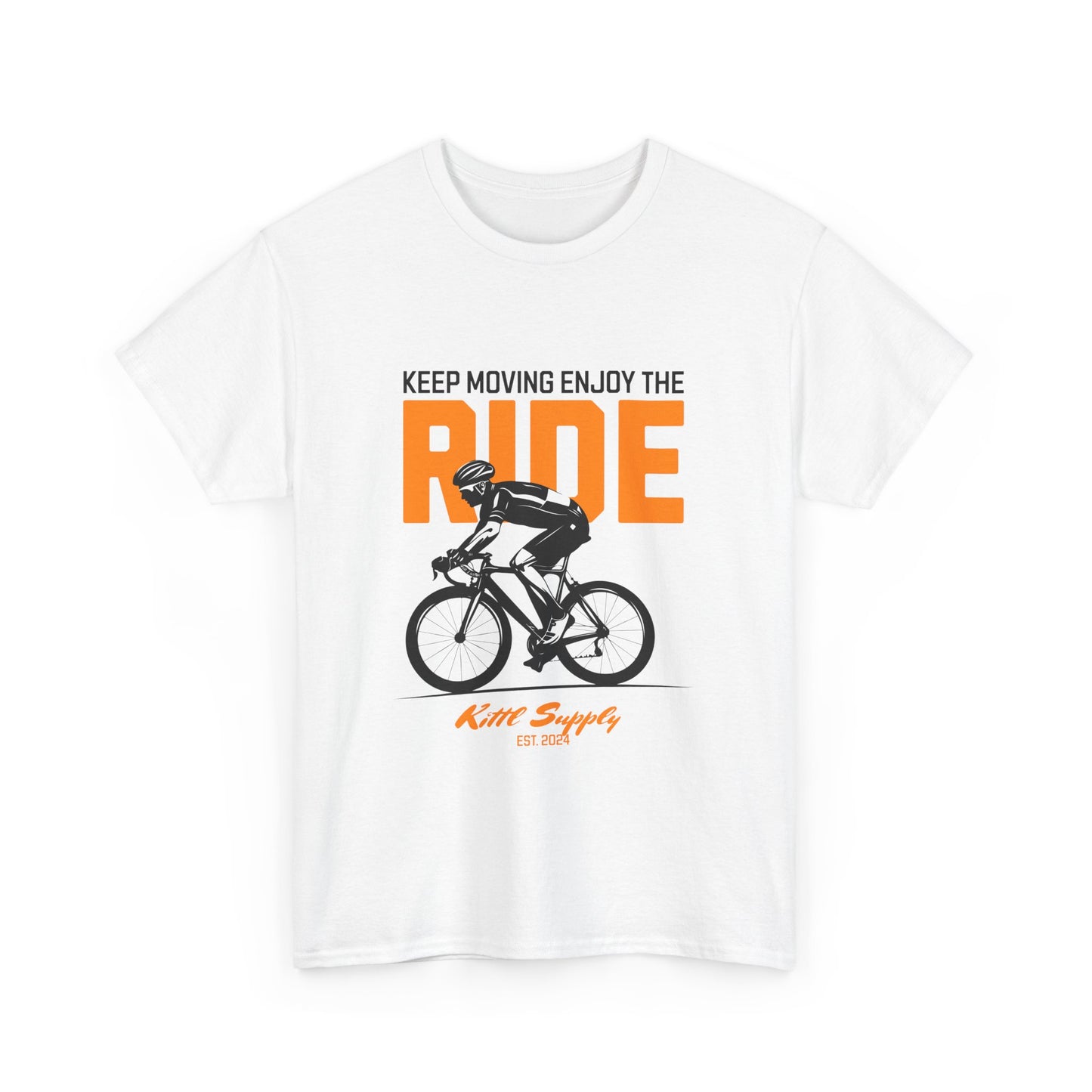 Cycling Motivational Unisex Heavy Cotton Tee - 'Keep Moving Enjoy the Ride'