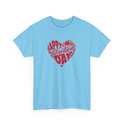 Valentine's Day Unisex Heavy Cotton Tee - Happy Heart Design