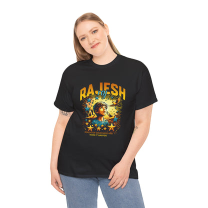 Motivational Unisex Heavy Cotton Tee - 'Make It Happen' Rajesh Raj Graphic T-Shirt