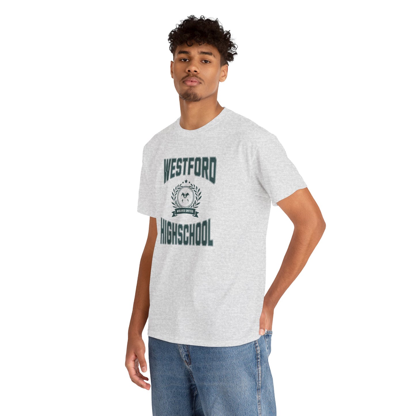 Westford High School Men  Heavy Cotton T-Shirt - Vintage School Spirit Apparel