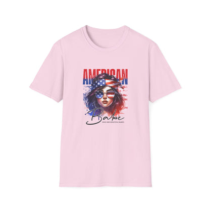 American Babe Unisex Softstyle T-Shirt - Patriotic Graphic Tee for Holidays and Celebrations