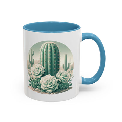 Cactus & Rose Accent Coffee Mug - Stylish 11/15oz Drinkware for Nature Lovers