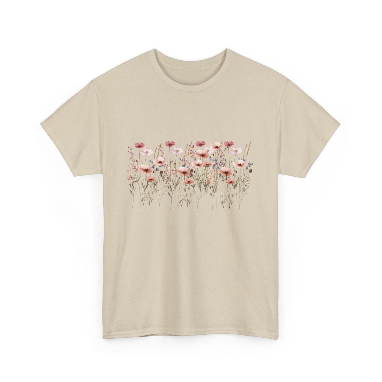 Floral Women's   Heavy Cotton T-shirt  - Comfortable Spring Style