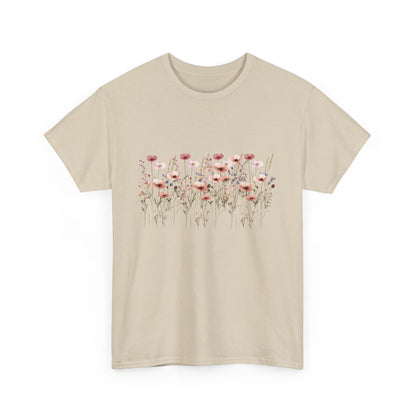 Floral Women's   Heavy Cotton T-shirt  - Comfortable Spring Style