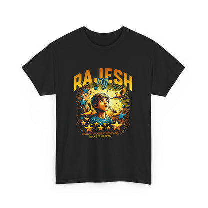 Motivational Unisex Heavy Cotton Tee - 'Make It Happen' Rajesh Raj Graphic T-Shirt