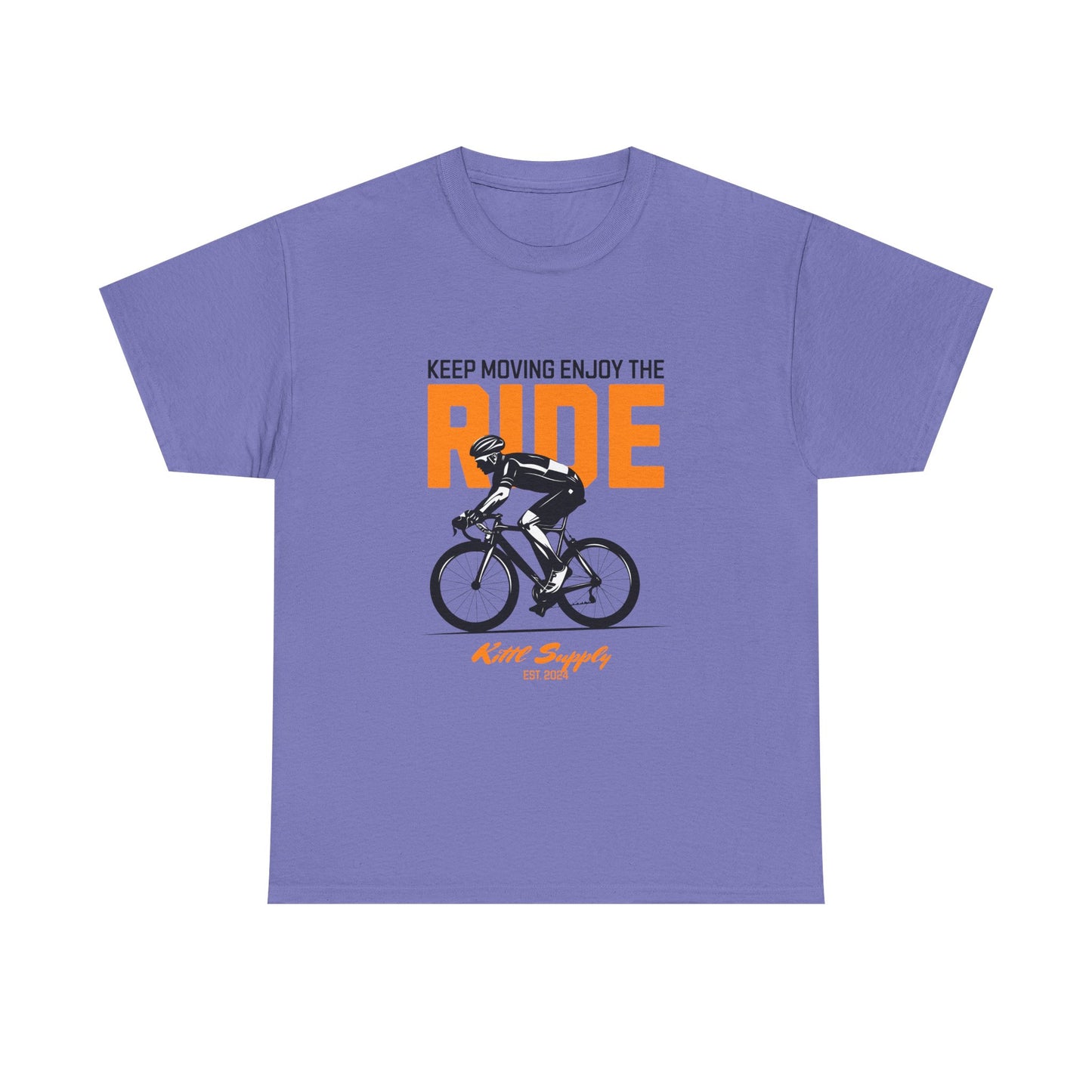 Cycling Motivational Unisex Heavy Cotton Tee - 'Keep Moving Enjoy the Ride'