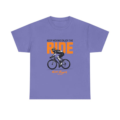 Cycling Motivational Unisex Heavy Cotton Tee - 'Keep Moving Enjoy the Ride'