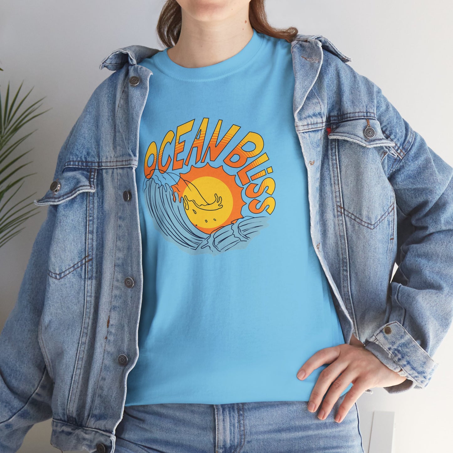 Ocean Bliss Women Heavy Cotton Tee - Relaxed Vibe for Beach Lovers