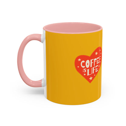 Coffee is Life Accent Mug - Fun Yellow Coffee Cup for Coffee Lovers