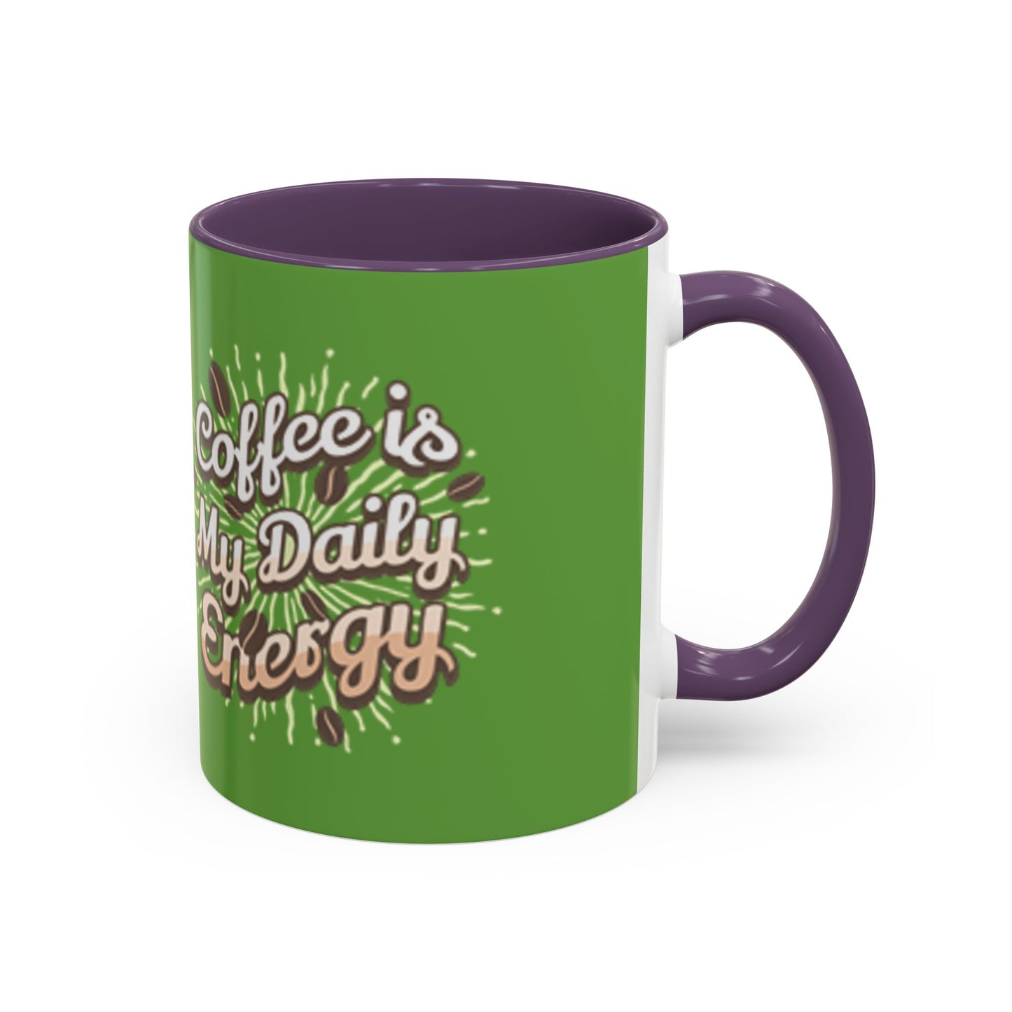 Coffee Is My Daily Energy Mug - Fun Green Accent Coffee Cup for Coffee Lovers