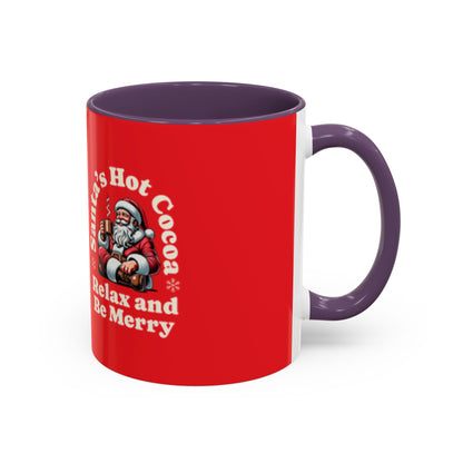 Santa's Hot Cocoa Accent Coffee Mug - Relax and Be Merry - Perfect Holiday Gift