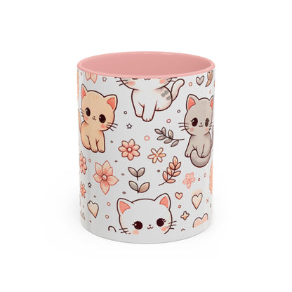 Cute Cat Floral Accent Coffee Mug - Perfect for Cat Lovers