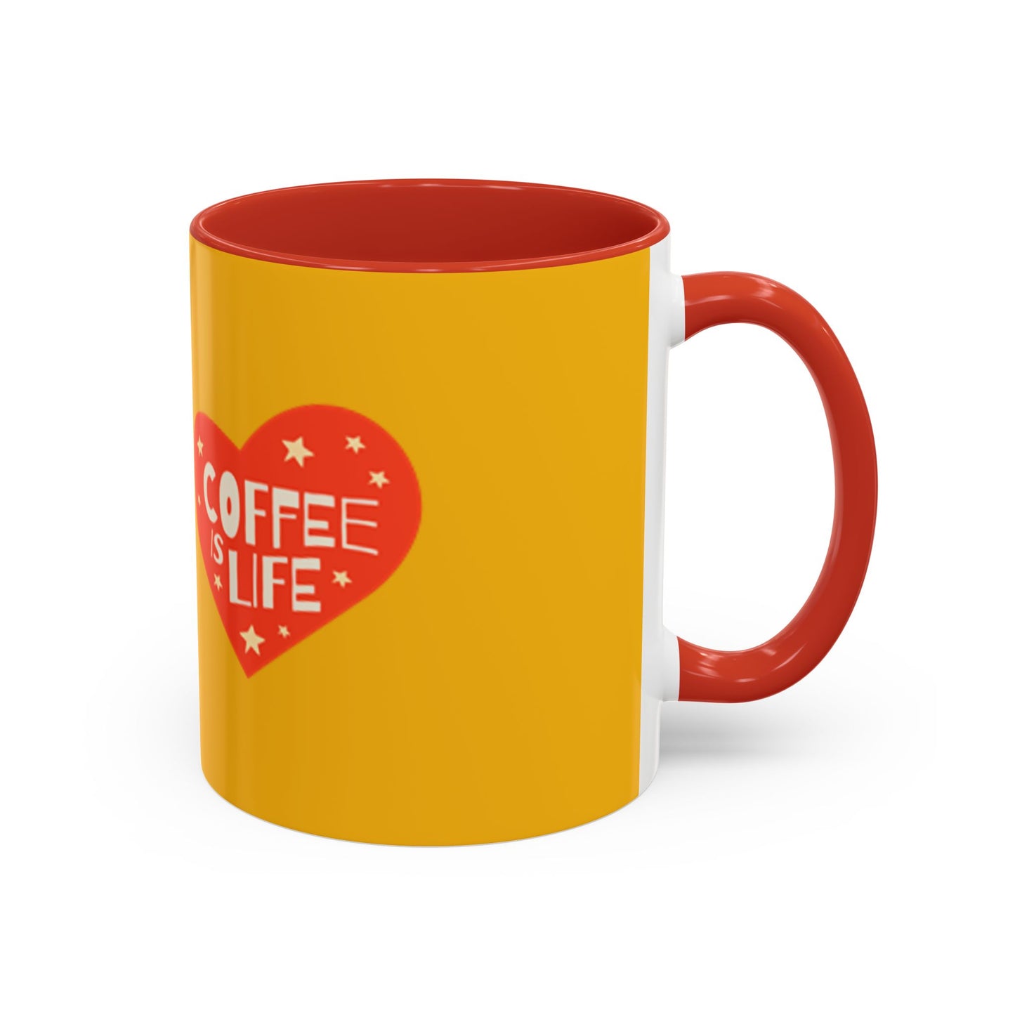 Coffee is Life Accent Mug - Fun Yellow Coffee Cup for Coffee Lovers