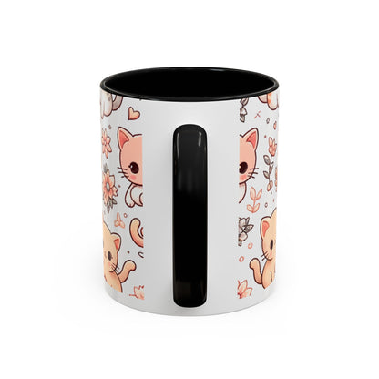 Cute Cat Floral Accent Coffee Mug - Perfect for Cat Lovers