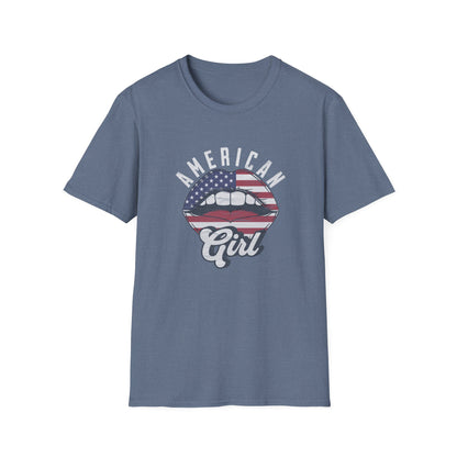 American Girl Graphic T-Shirt - Softstyle Unisex Tee for Patriotic Celebrations