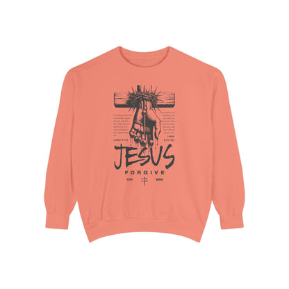 Jesus Forgive Unisex Garment-Dyed Sweatshirt | Spiritual Comfort Wear