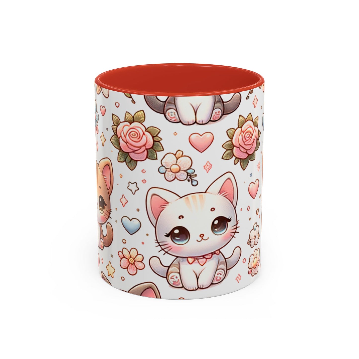 Cute Cat Floral Accent Coffee Mug - Perfect Gift for Cat Lovers