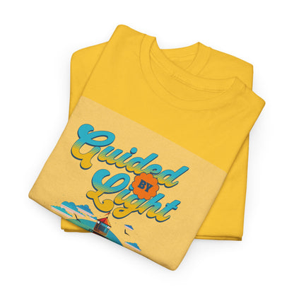 Guided by Dusk Men Heavy Cotton Tee - Vibrant Yellow Lighthouse Design