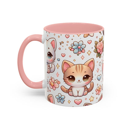 Cute Cat Floral Accent Coffee Mug - Perfect Gift for Cat Lovers