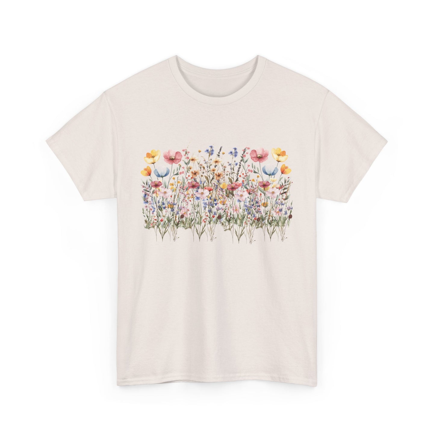 Spring Floral Women's Heavy Cotton Tee - Perfect for Casual Outings & Gifts