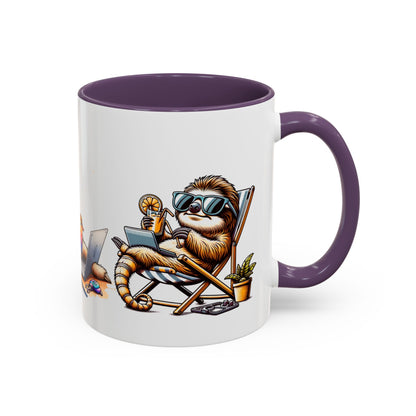 Chill Sloth Accent Coffee Mug - Fun 11oz & 15oz Drinking Mug for Relaxed Vibes