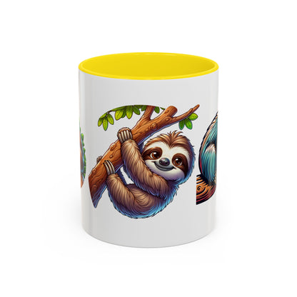 Sloth-Themed Accent Coffee Mug - Fun and Cute Design for Animal Lovers!