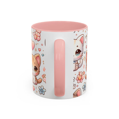 Cute Cat Floral Accent Coffee Mug - Perfect Gift for Cat Lovers