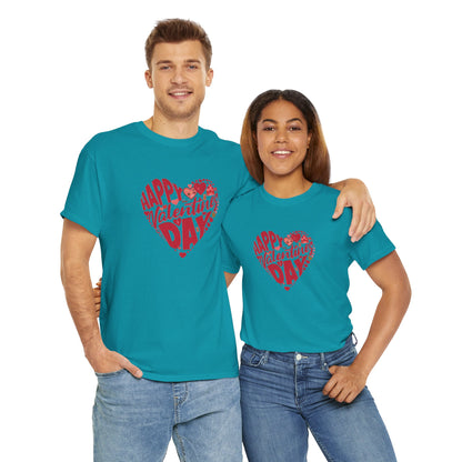 Valentine's Day Unisex Heavy Cotton Tee - Happy Heart Design