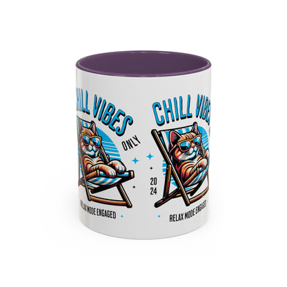 Chill Vibes Only Cat Coffee Mug - Relax Mode Engaged