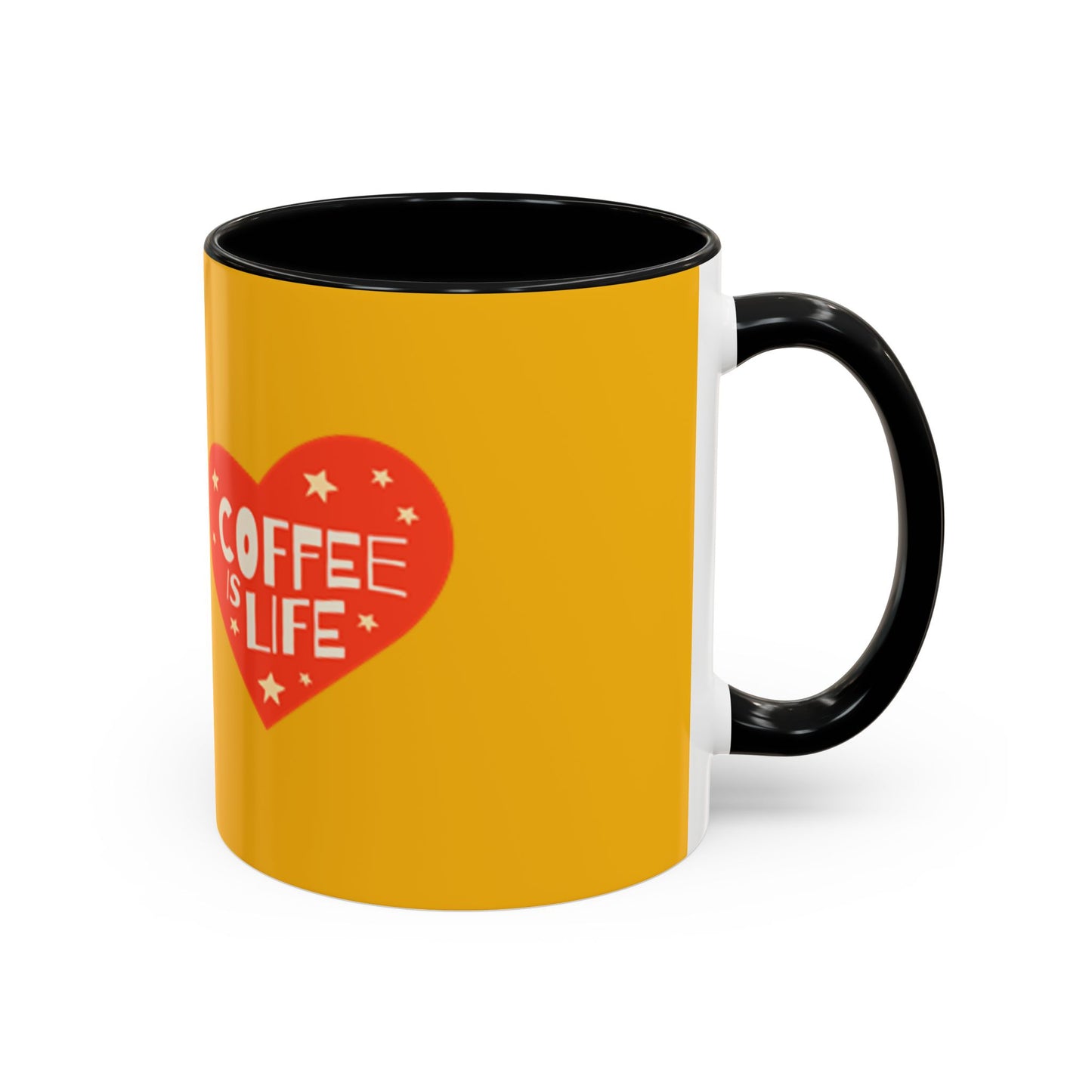 Coffee is Life Accent Mug - Fun Yellow Coffee Cup for Coffee Lovers