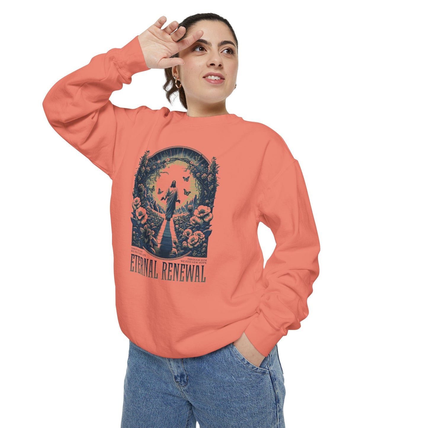 Eternal Renewal Unisex Sweatshirt - Comfortable Garment-Dyed Apparel for Spring & Nature Lovers