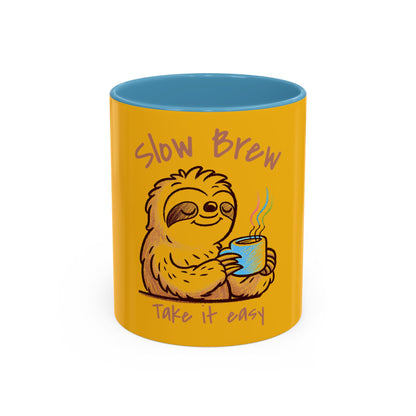 Cute Sloth Coffee Mug - Slow Brew Take It Easy - Fun Gift for Coffee Lovers