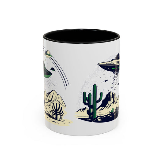 Retro UFO Accent Coffee Mug - Perfect for Sci-Fi Lovers and Gift Giving