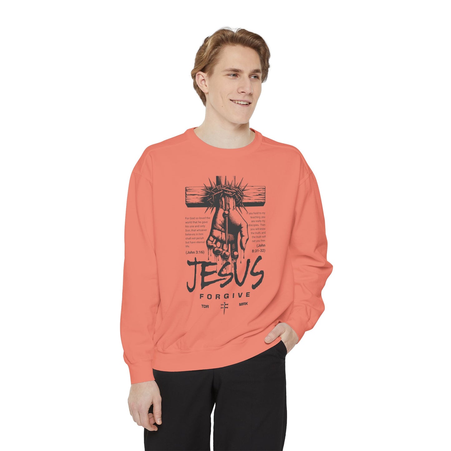 Jesus Forgive Unisex Garment-Dyed Sweatshirt | Spiritual Comfort Wear