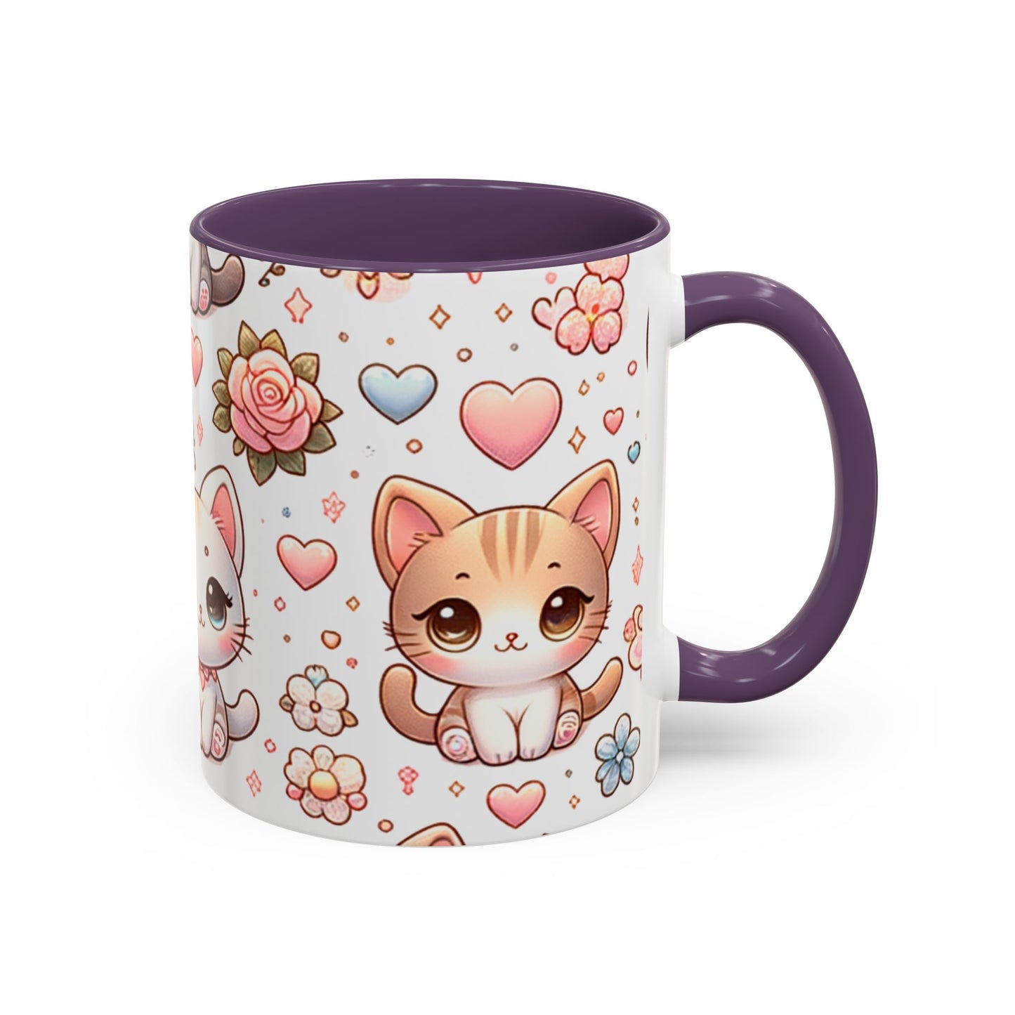 Cute Cat Floral Accent Coffee Mug - Perfect Gift for Cat Lovers