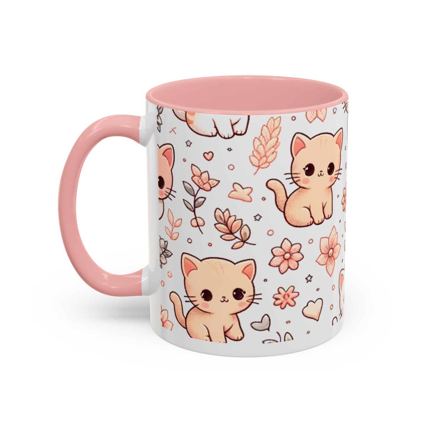 Cute Cat Floral Accent Coffee Mug - Perfect for Cat Lovers