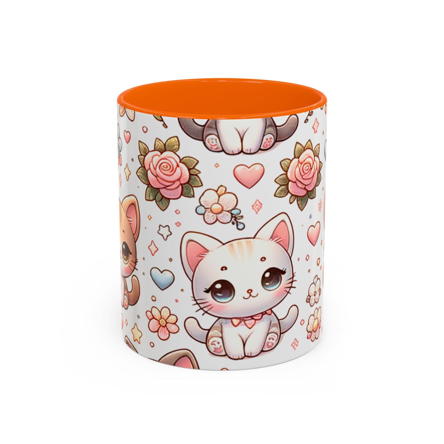 Cute Cat Floral Accent Coffee Mug - Perfect Gift for Cat Lovers