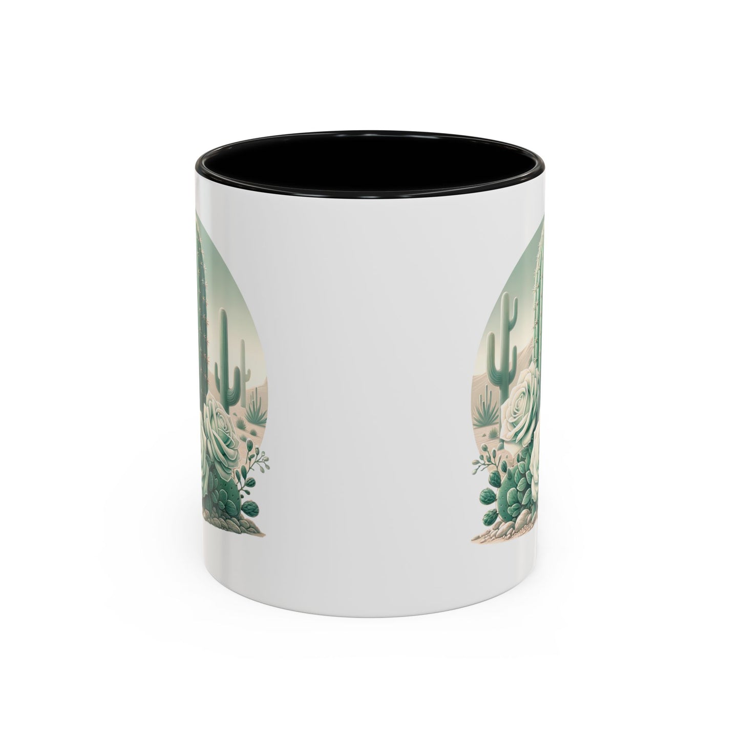 Cactus & Rose Accent Coffee Mug - Stylish 11/15oz Drinkware for Nature Lovers