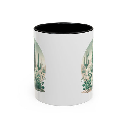 Cactus & Rose Accent Coffee Mug - Stylish 11/15oz Drinkware for Nature Lovers