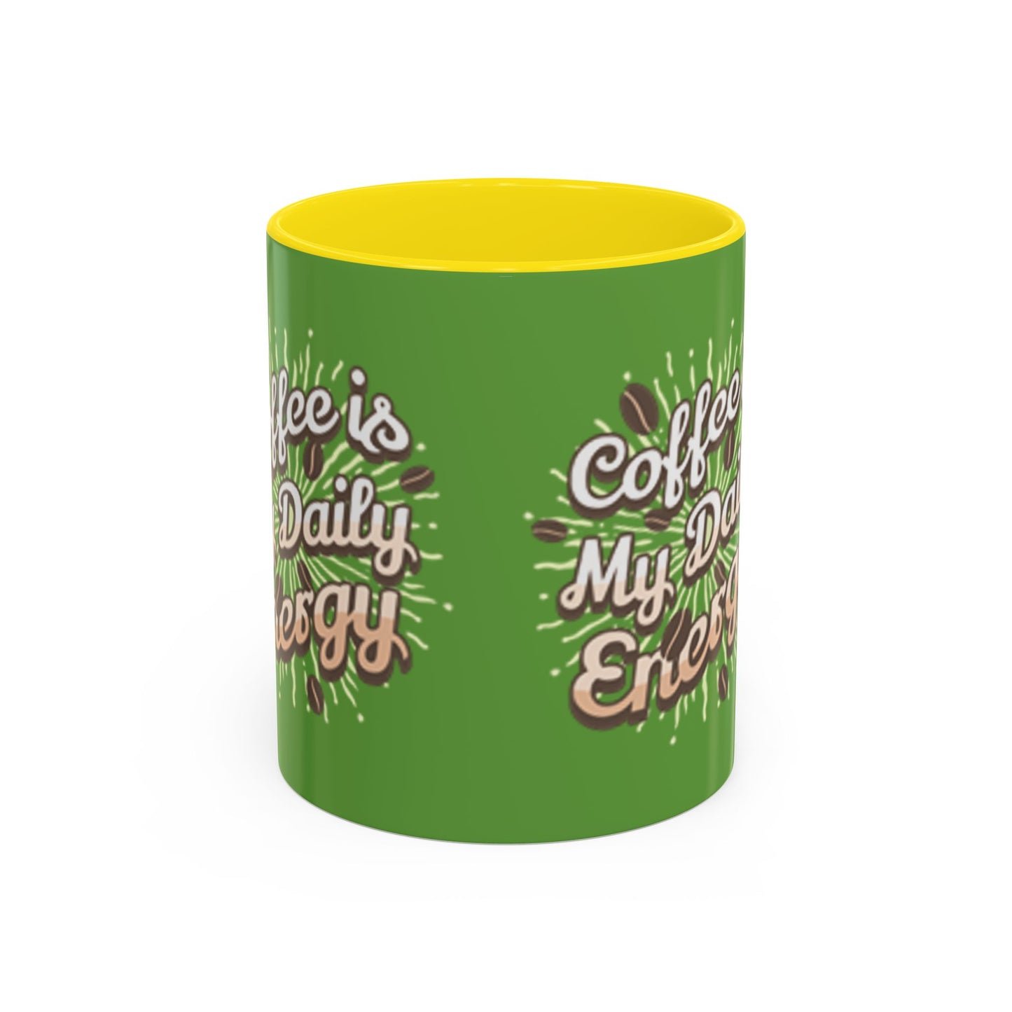 Coffee Is My Daily Energy Mug - Fun Green Accent Coffee Cup for Coffee Lovers