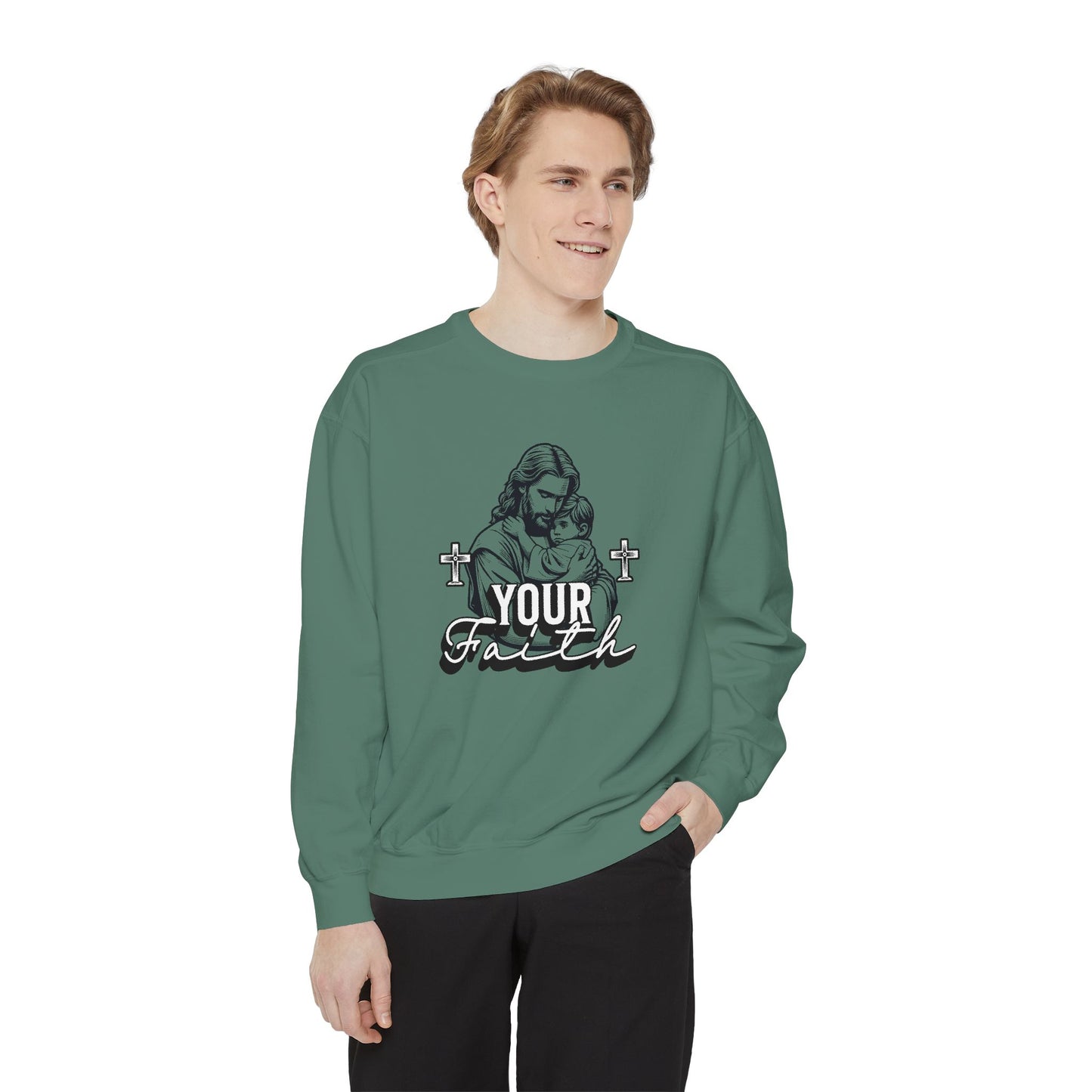 Faith-Inspired Unisex Garment-Dyed Sweatshirt – Perfect for Comfort and Spiritual Expression