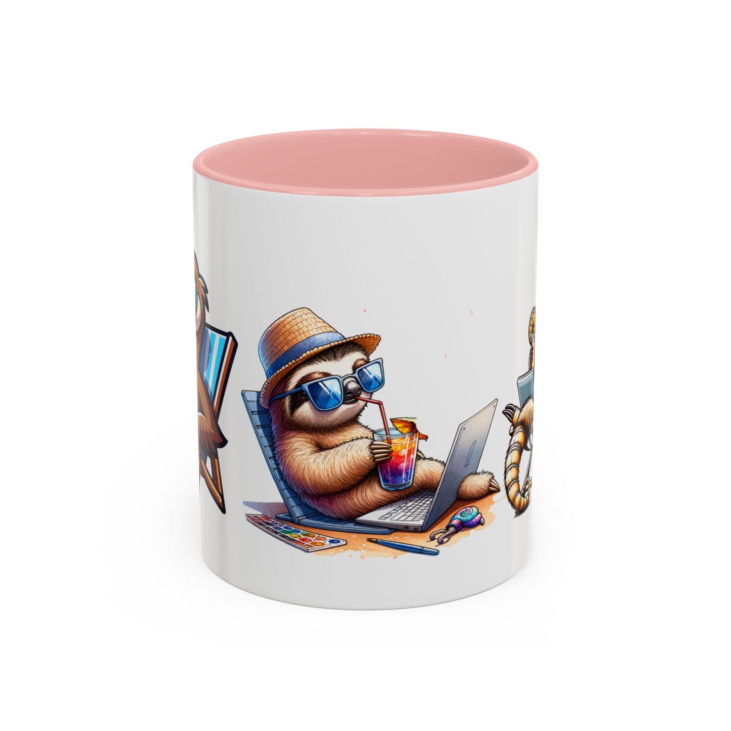 Chill Sloth Accent Coffee Mug - Fun 11oz & 15oz Drinking Mug for Relaxed Vibes